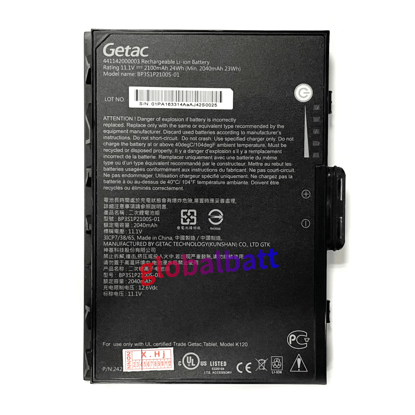 New Original BP3S1P2100S-01 441142000003 Battery For Getac K120 2100mAh 24Wh