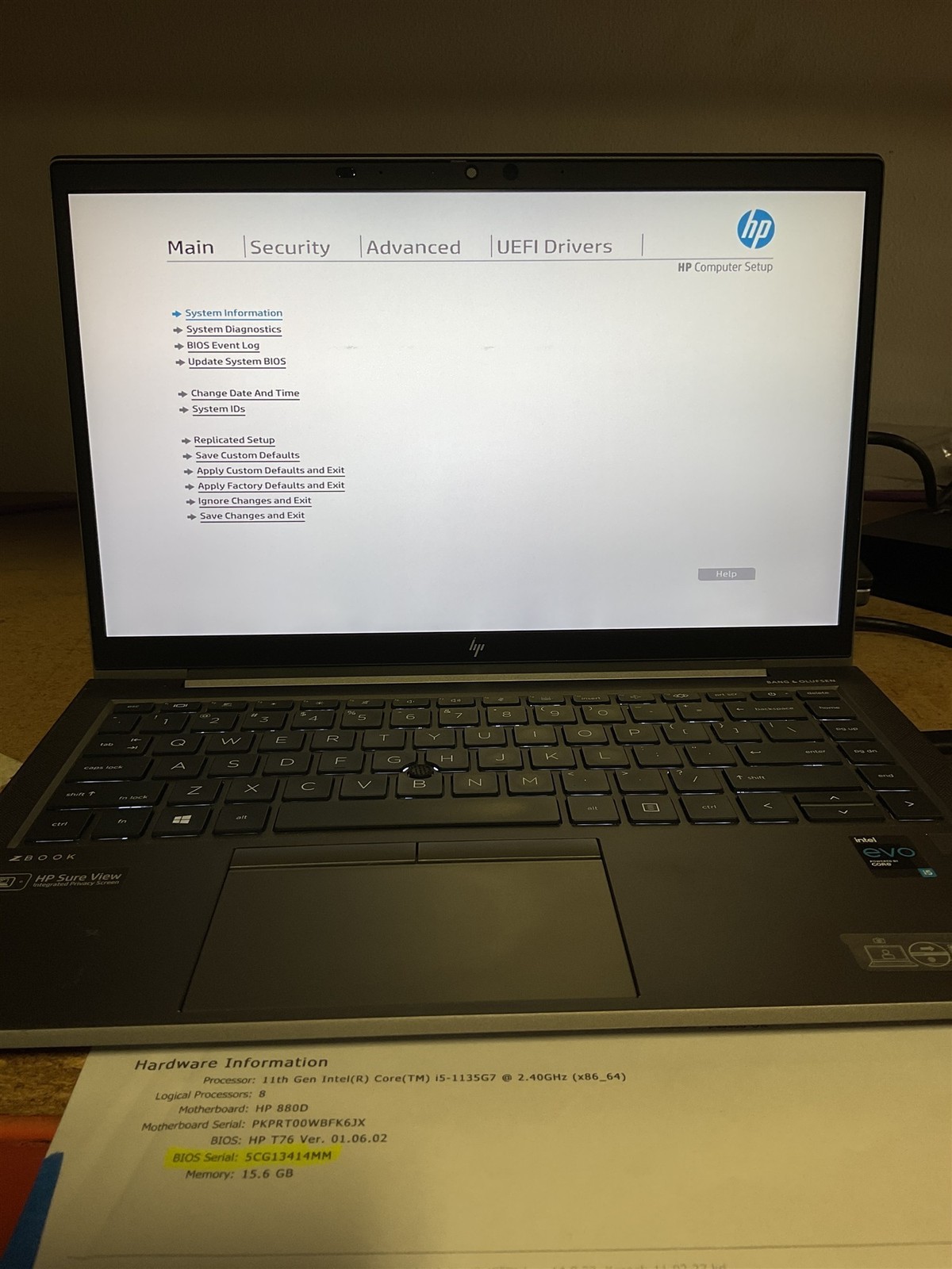 Scratched LCD HP ZBook Firefly 14 G8 Intel i5-1135G7 2.4GHz 16GB 256GB SSD w/OS