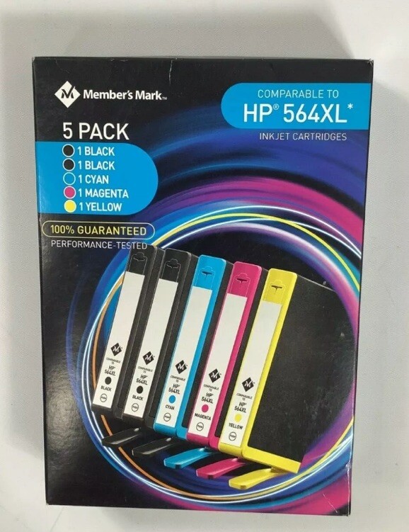 Members Mark Inkjet Ink Cartridges 5 PACK (564XL) Color, Black, White