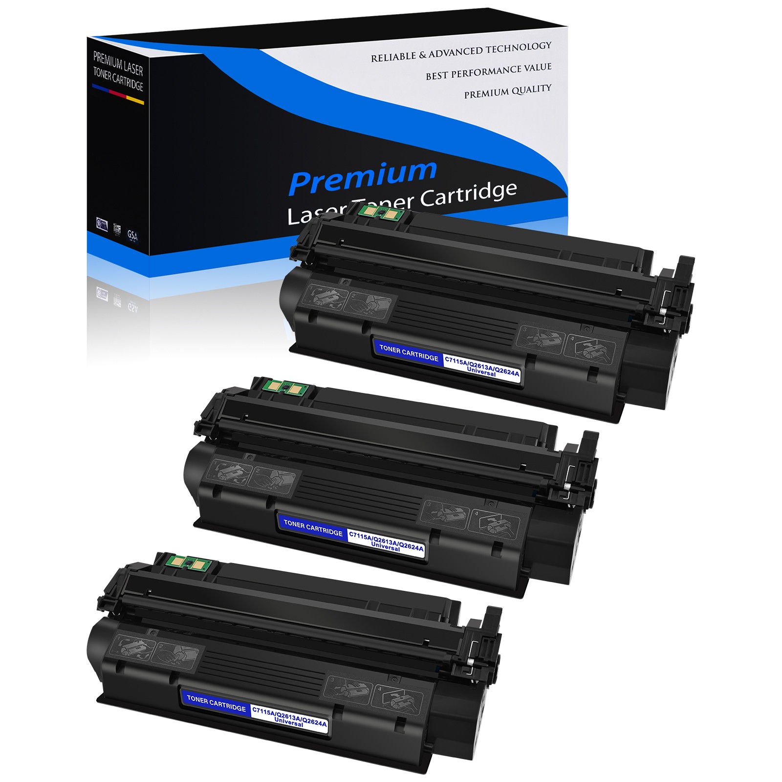 Compatible for HP 3PK C7115A Toner Cartridge LaserJet 1220 1220se 3300 3310