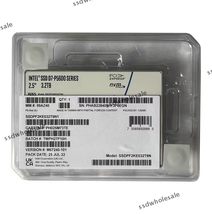 New Intel D7 P5600 3.2TB 2.5'' NVME PCIE 4.0 SSDPE2KE032T9N Enterprise SSD