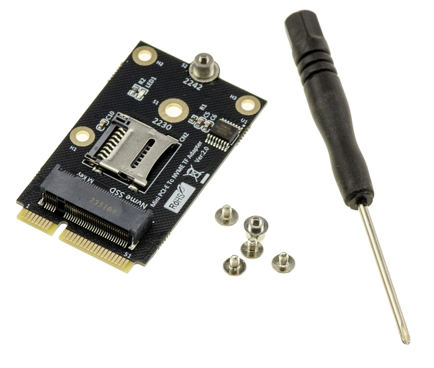 KALEA-INFORMATIQUE Mini PCIe To SSD M.2 NVMe Adapter 2230/2242 + MicroSD