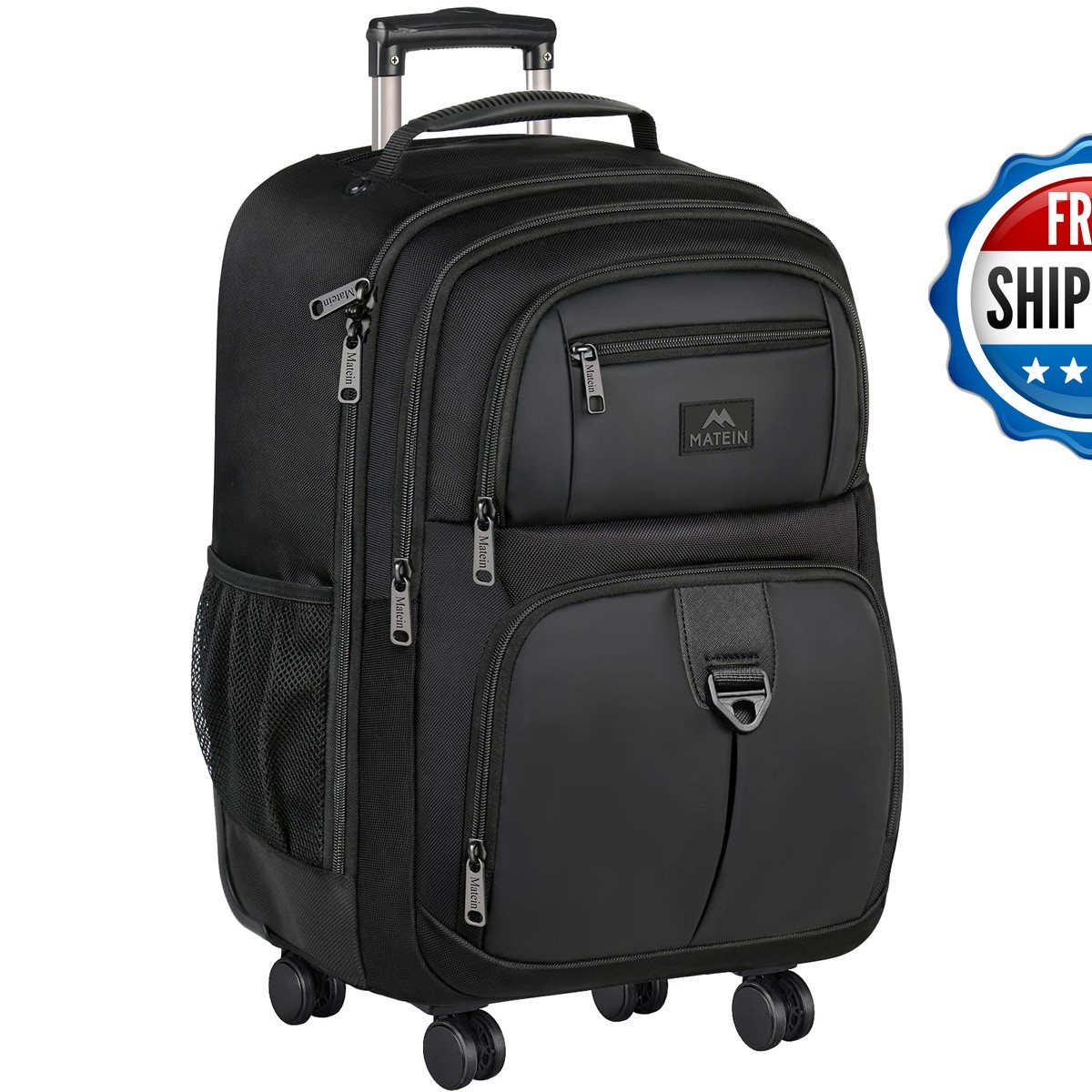 MATEIN 18 inch Roller Backpack Computer Bag 4 Spinner Wheels