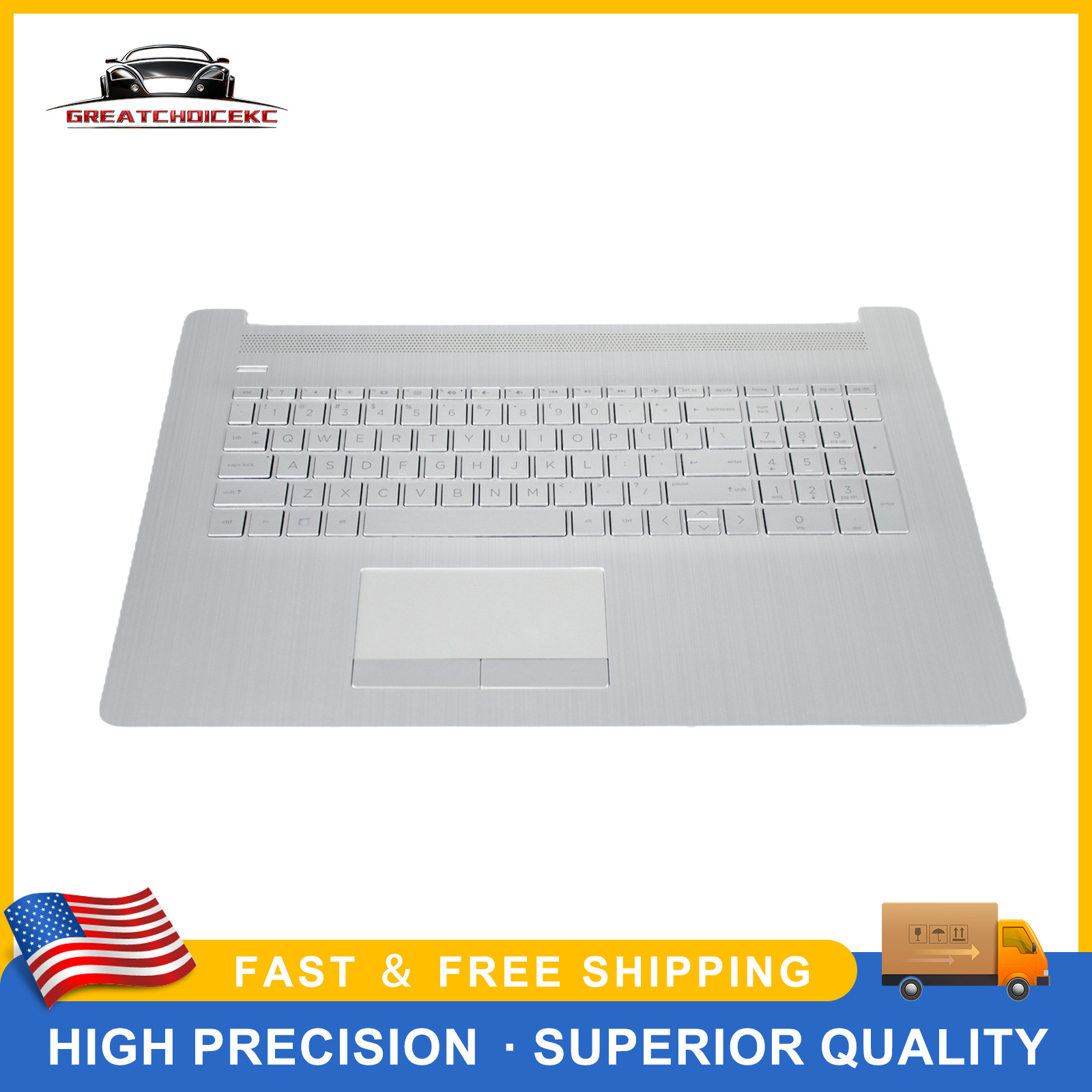 L92783-001 NEW Silver Palmrest Backlit Keyboard Touchpad for HP 17-BY 17-CA