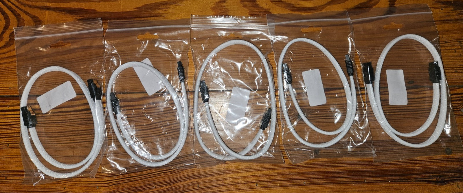 5 Pack - 50CM SATA3 Data Cable 6Gb/s SSD Cables (White)