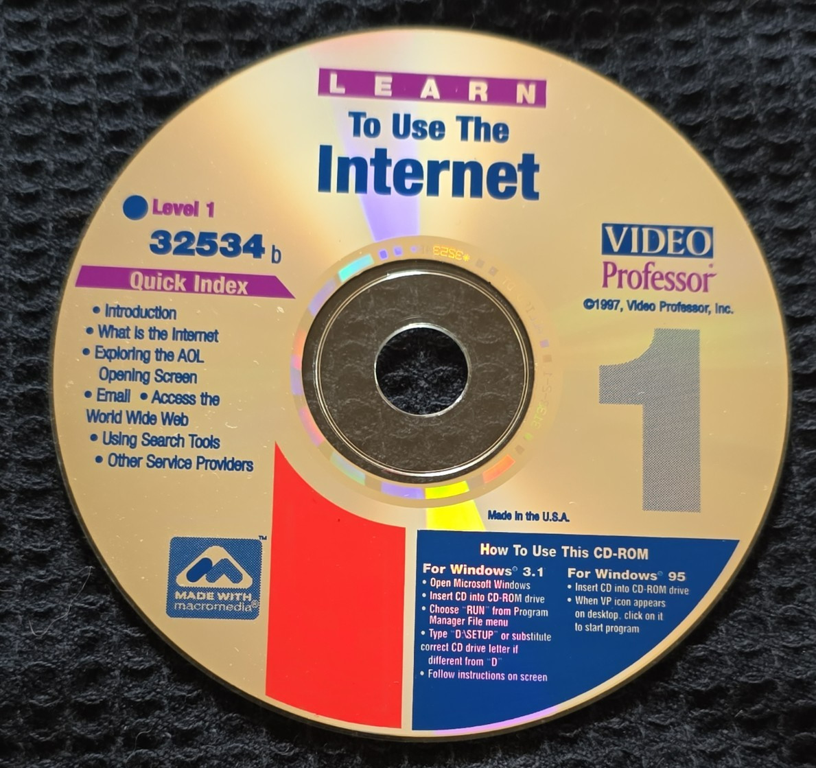 1997 Learn To Use The Internet Level 1 Video Professor #1.   CD#0176