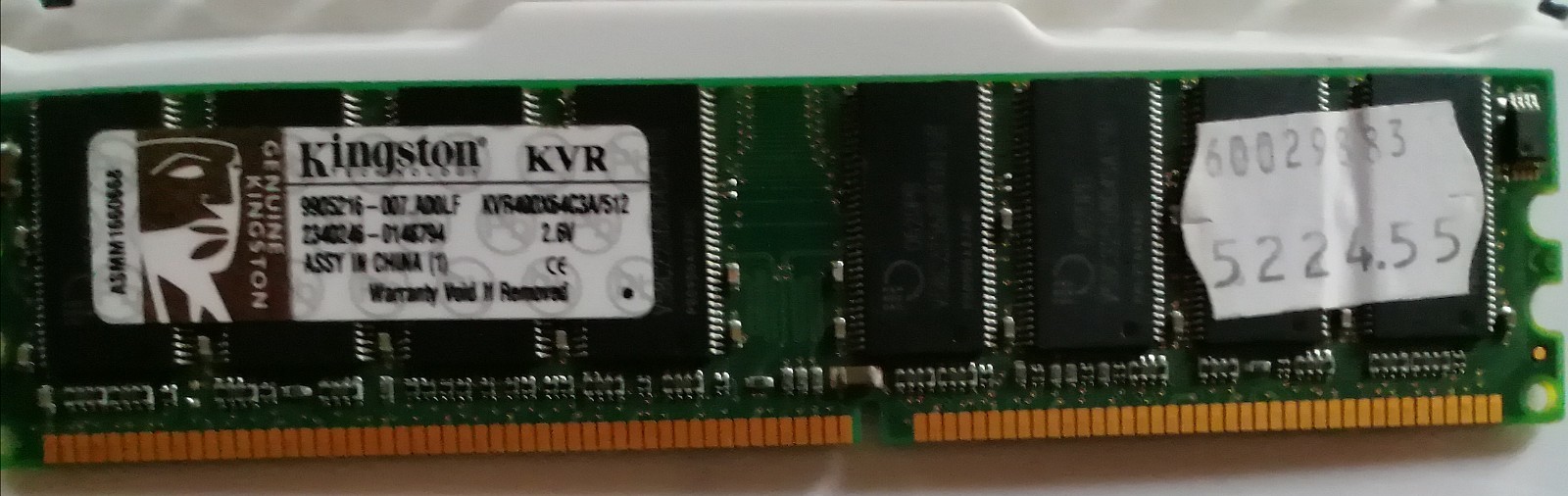 512MB DDR RAM - Kingston KVR400X64C3A/512 PC-3200 512MB 400MHz Memory