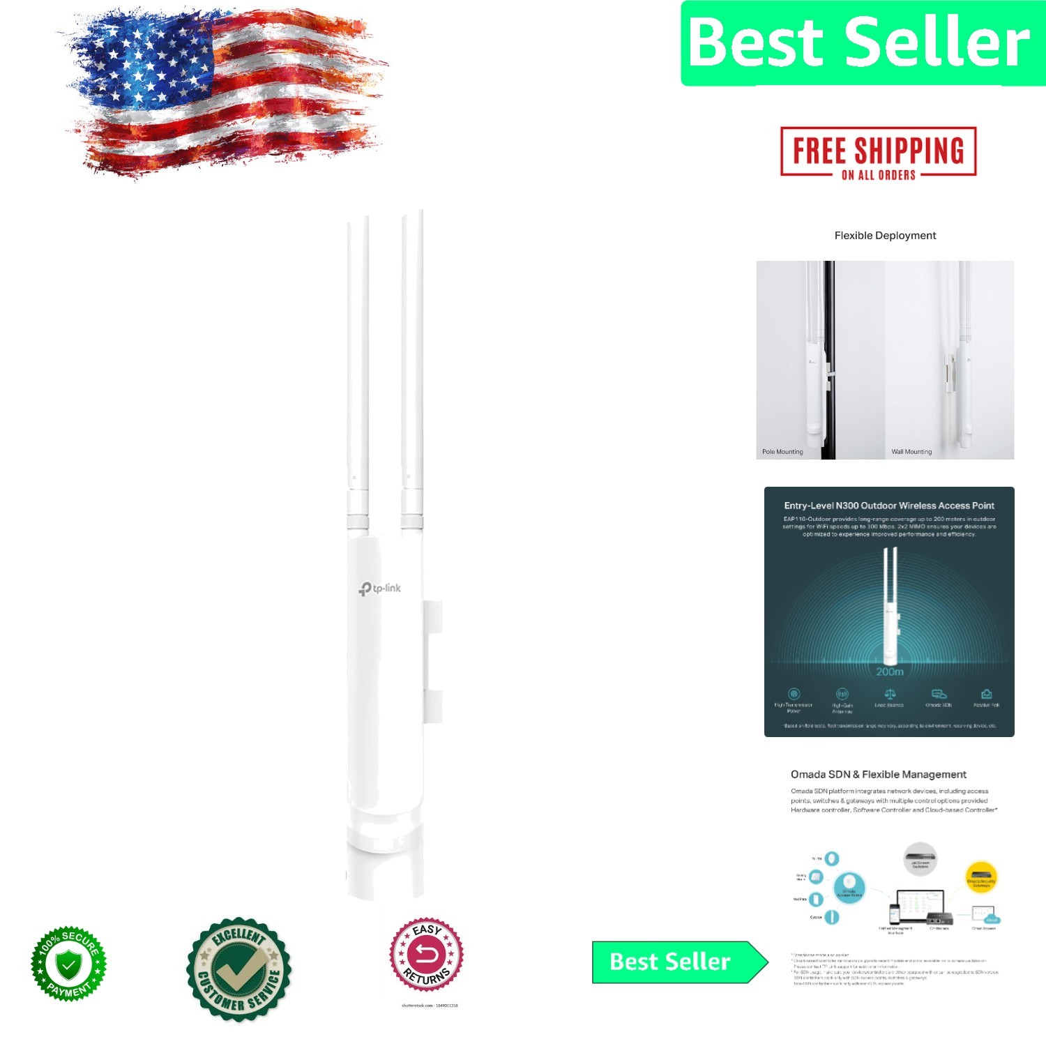Reliable Outdoor WiFi: Omada N300 Access Point with Weatherproof Design