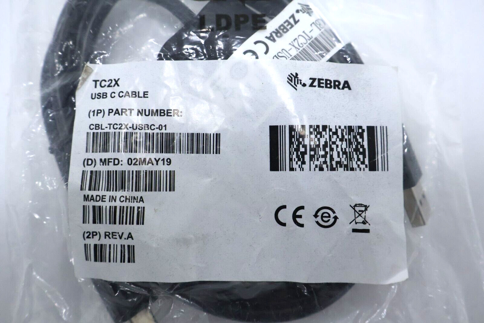 Zebra CBL-TC2X-USBC-01 USB Cable, USB-A to USB-C, 5 Feet