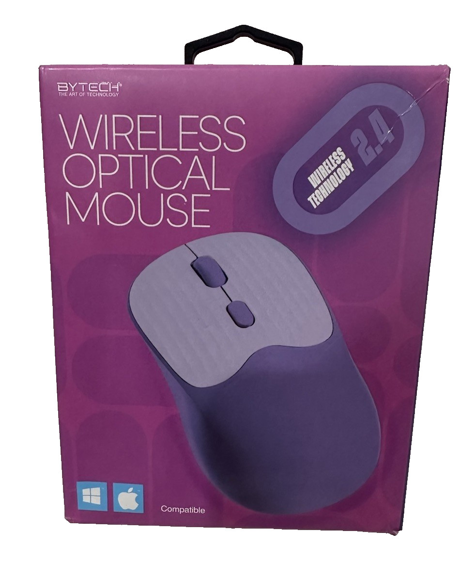 BYTECH Wireless Optical Mouse 2.4 Purple - For Windows & Apple