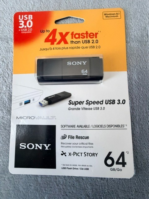 Sony MicroVault Super Speed USB 3.0 Flash Drive 64GB - Black - New Sealed
