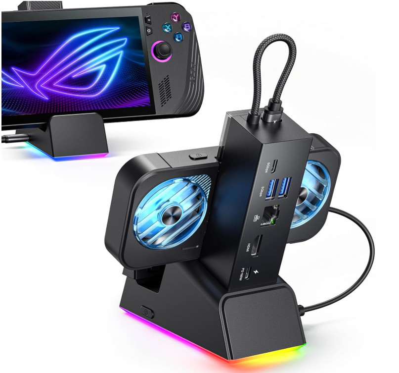 7-in-1 ROG Ally X Docking Station RGB Cooling Fan 4K@120Hz Ethernet JSAUX HB0705