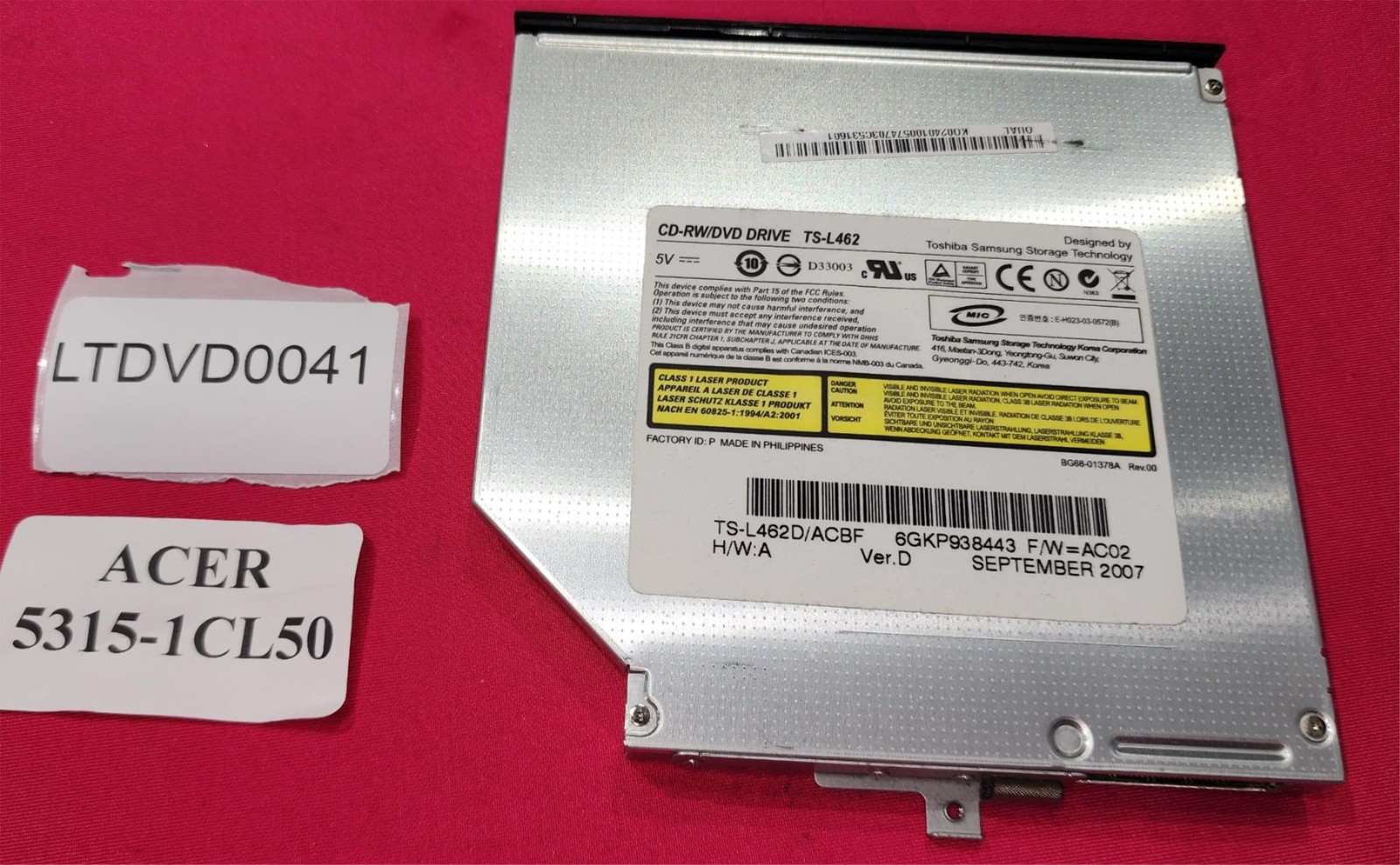 TSST TS-L462D CD Burner CD-RW / DVD-ROM IDE Slim Internal for Acer 5315-1CL50