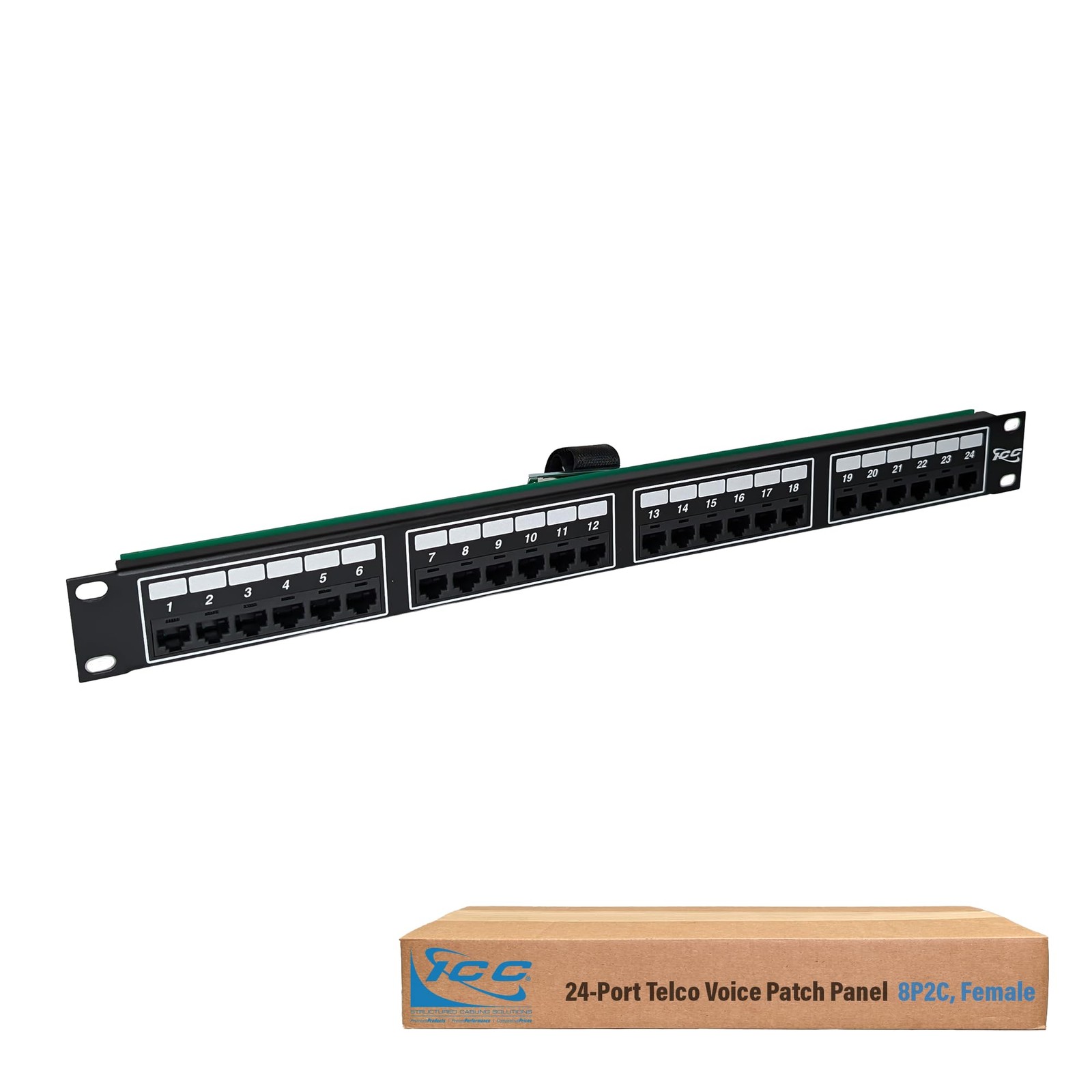Voice 8P2C Telco Patch Panel with 24 Ports, Rear Female Telco/Amphenol Connec...