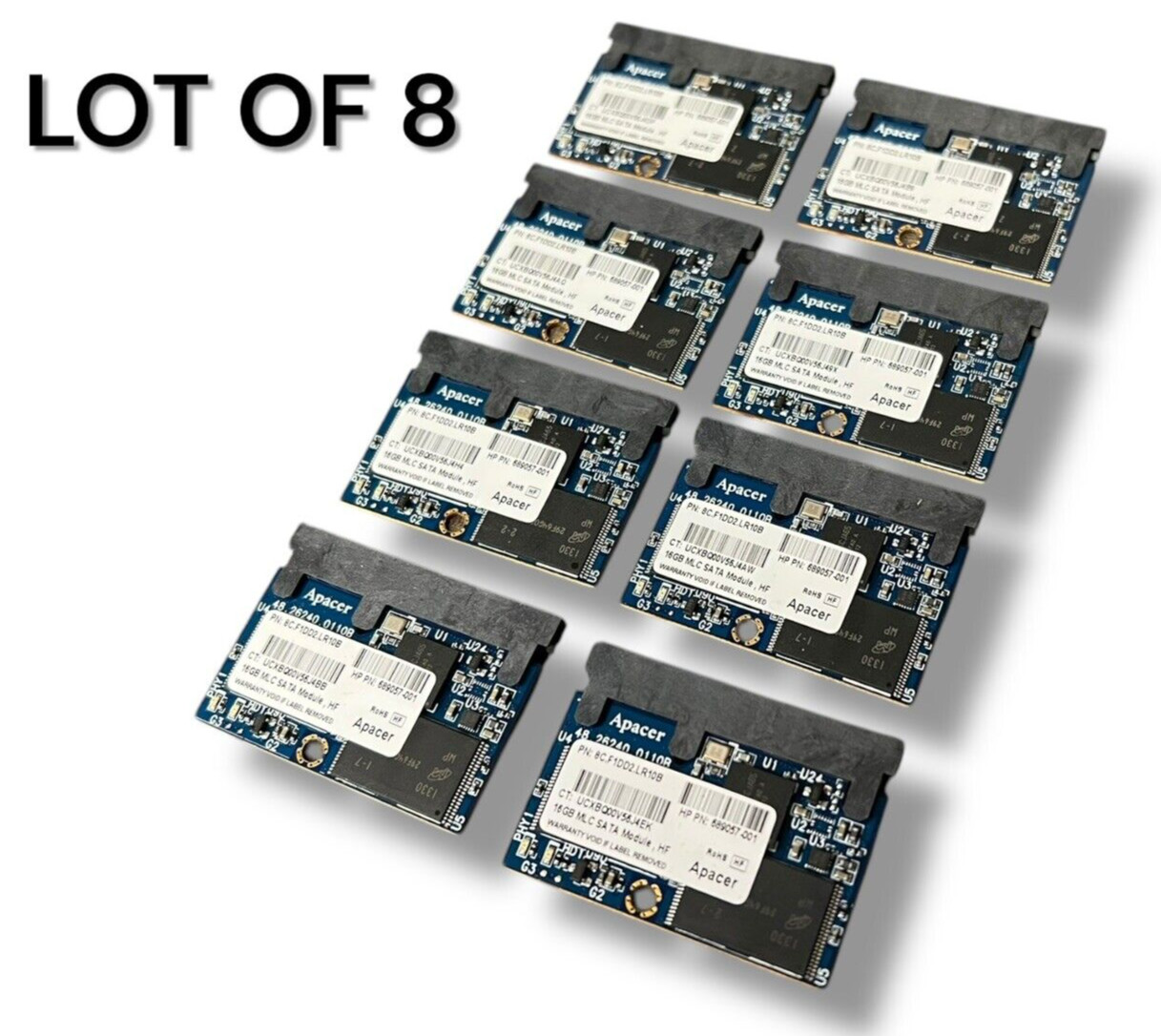 (LOT OF 8) HP Apacer 16GB MLC SATA Module, HF 8C.F1DD2.LR10B PN: 689057-001