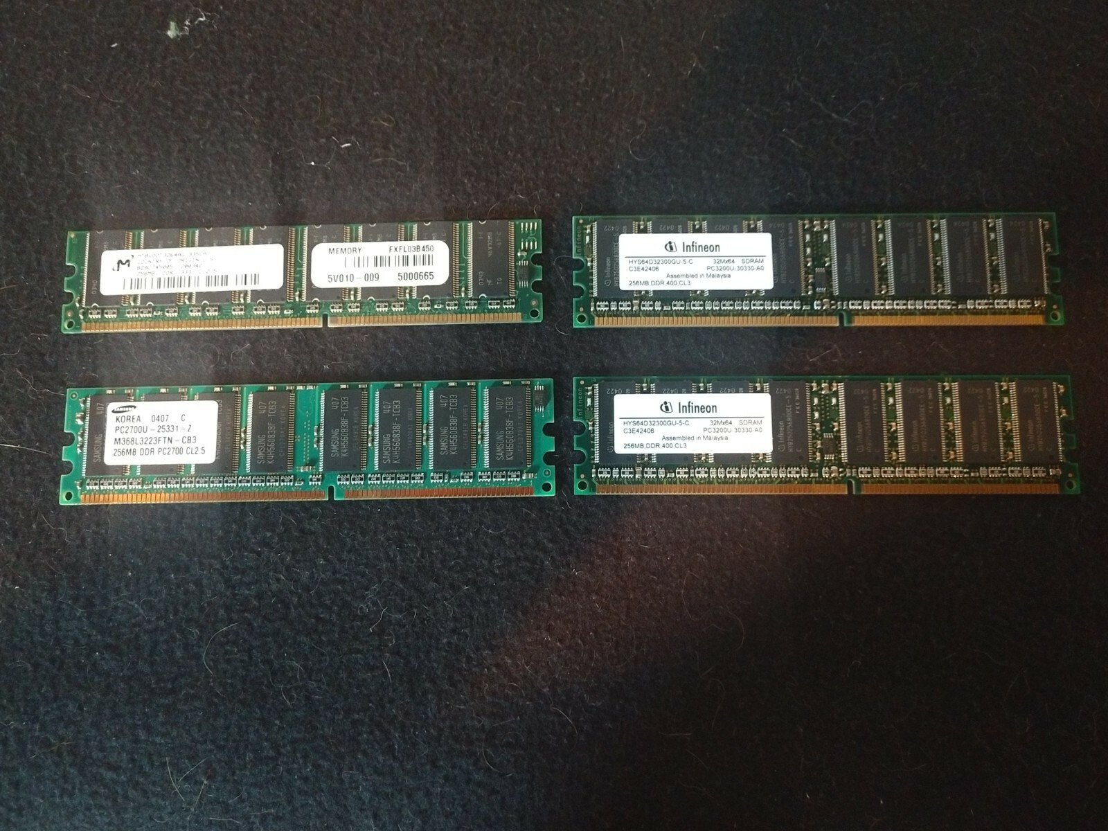 Lot of 4pcs 1GB (4x256MB) DDR memory