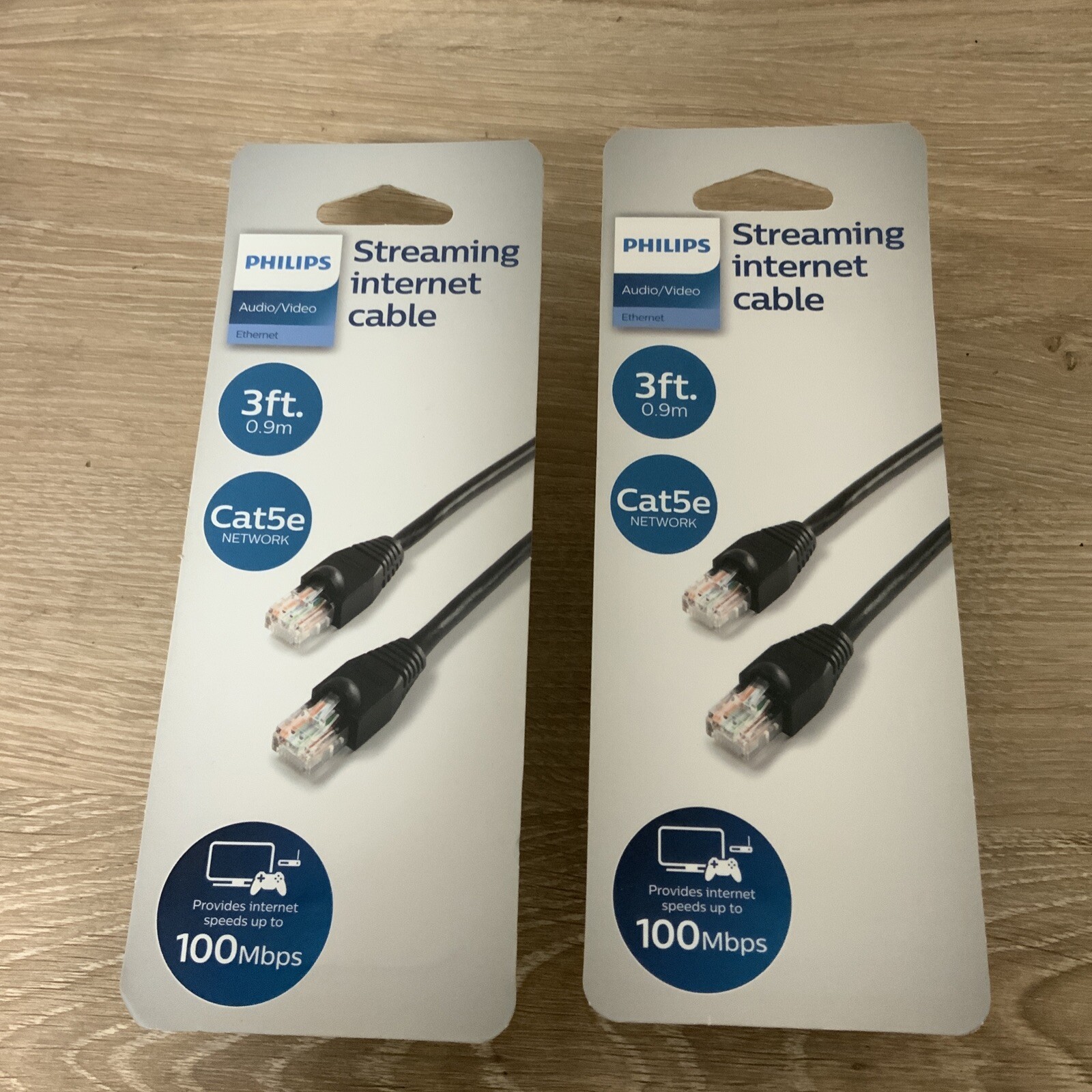 📀 Philips Streaming Internet Cable (3ft. Cat5e) LOT OF 2 NEW