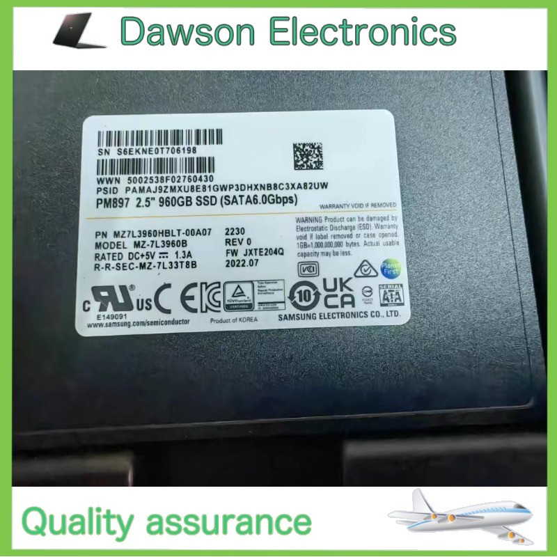 New Samsung PM897 960GB SSD 2.5" SATA III 6Gbps MZ7L3960HBLT-00A07 MZ-7L3960B