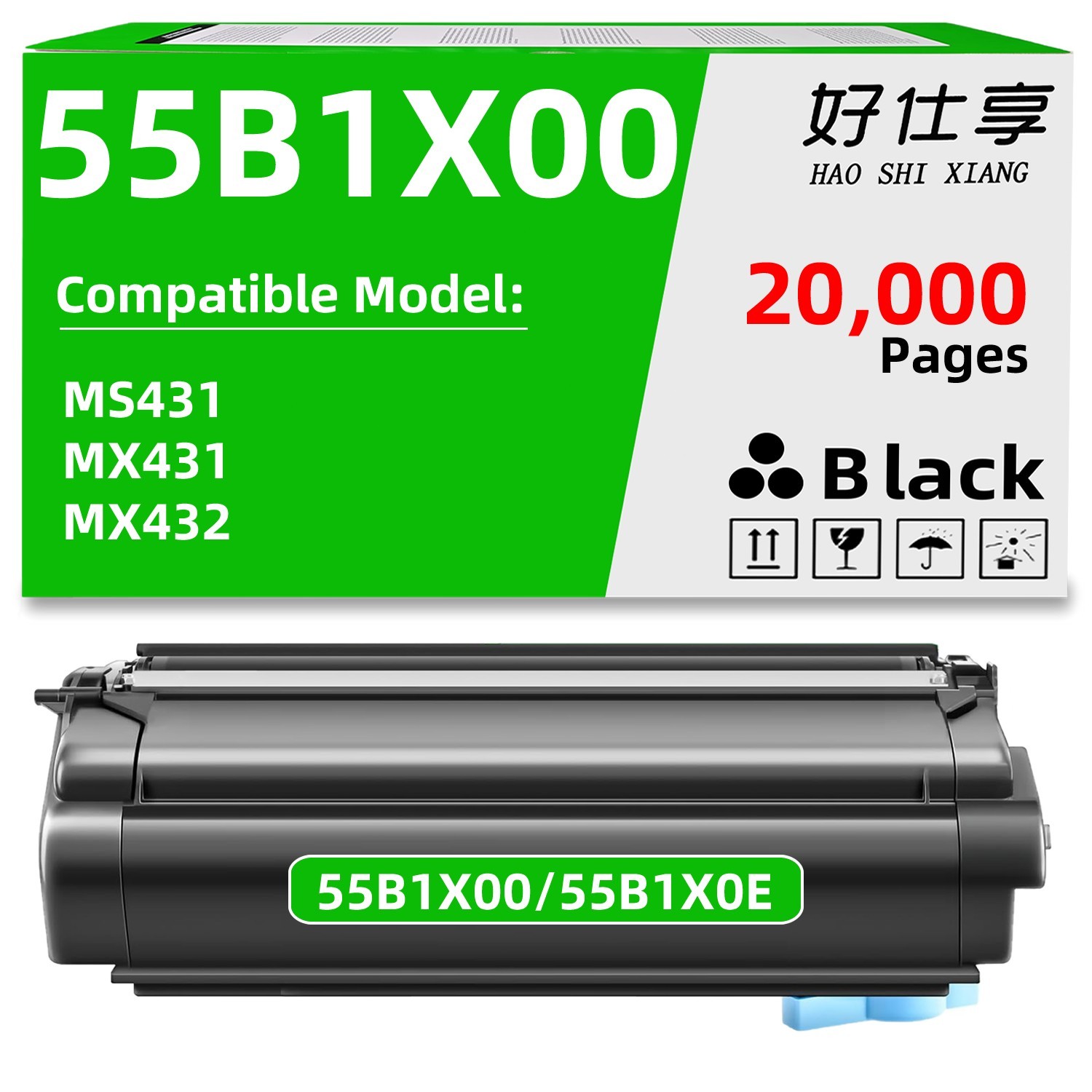55B1X00 55B1X0E Toner Cartridge Compatible  for Lexmark MS431 MX431 MX432 Printe