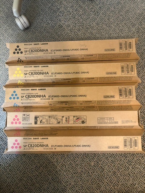 Genuine Ricoh Savin Lanier Toner SET SP C820DNHA  821026, 821027, 821028, 821029