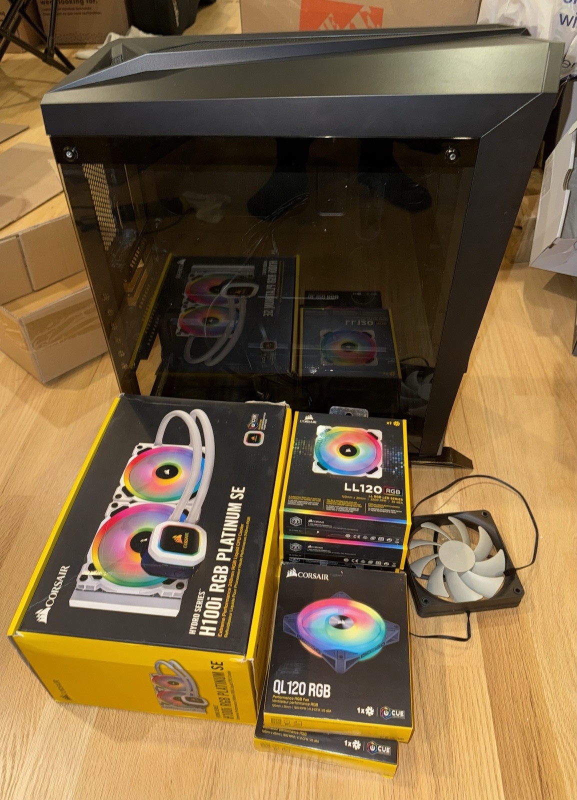 Corsair LL120 RGB White Case Fans (x6) + Commander Pro + RGB Hubs BUNDLE