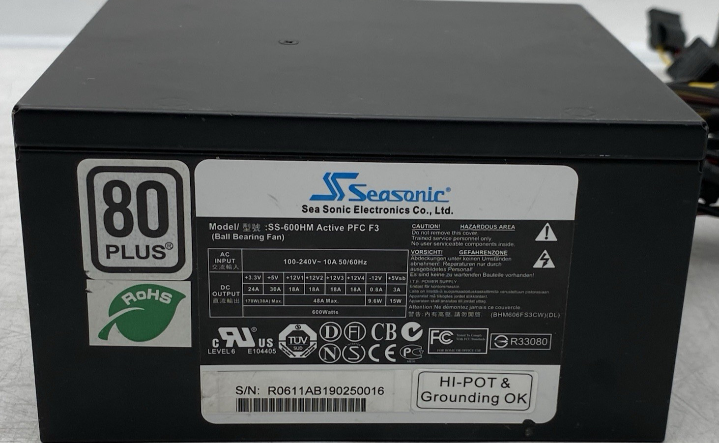 SEASONIC SS-600HM Active PFC F3 600W Power Supply