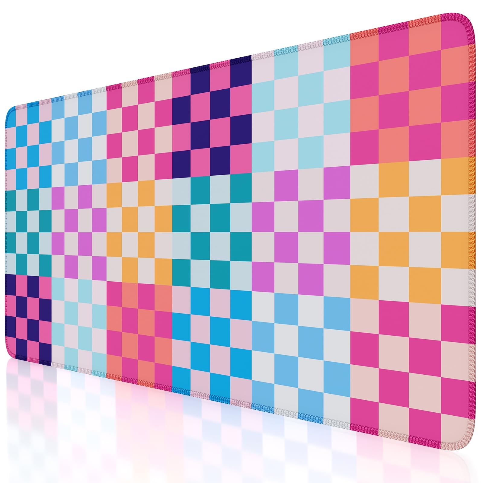 Desk Matt for Desktop, Cute Desk Pad Mat, Colour Checkered
