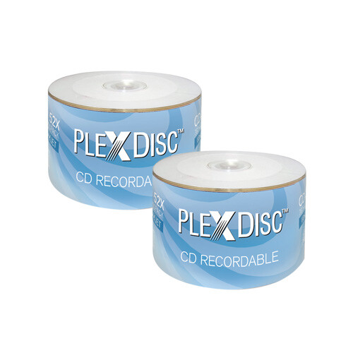 100 PC PlexDisc 52X 700 MB 80 MIN CD-R Logo Top Blank Disc Media 631-800