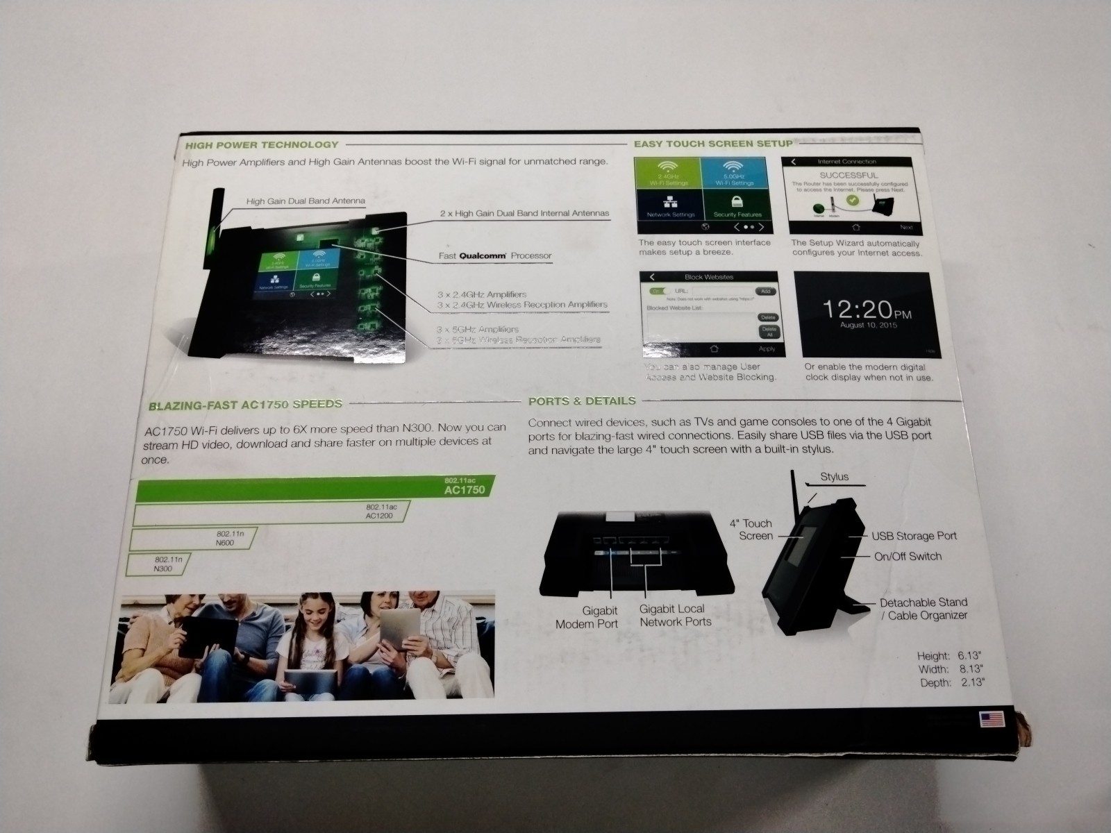 Amped TAP-R3 Wireless High Power Touch Screen AC1750 Wi-Fi Router