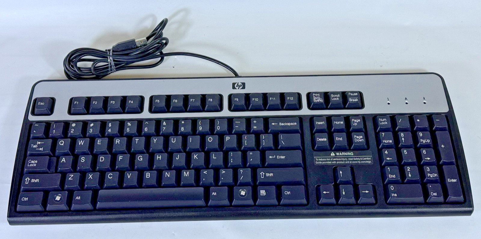 HP KU-0316 434821-001 Black/Silver Standard USB-Wired Keyboard Tested