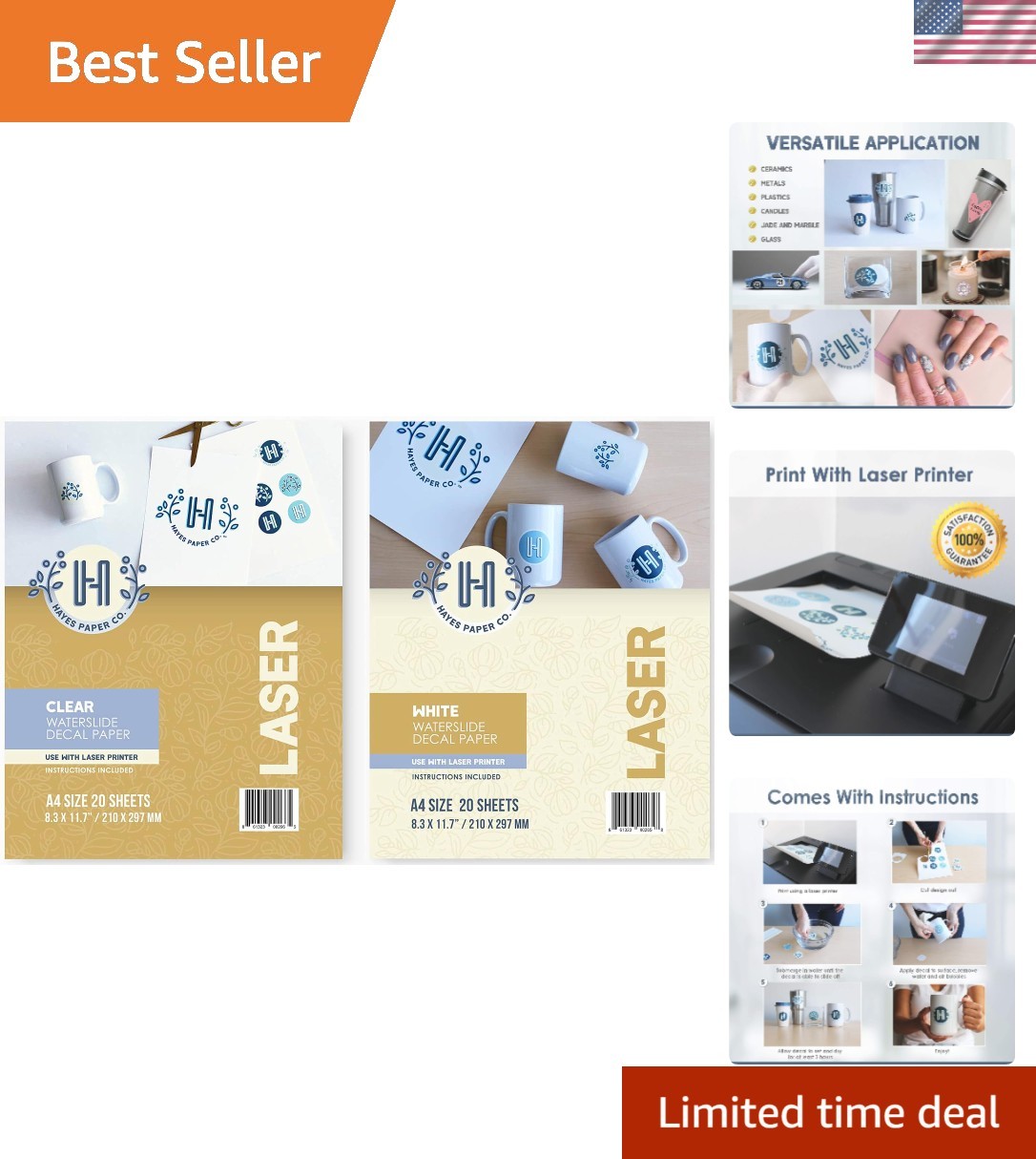 Versatile A4 Waterslide Decal Sheets Bundle - Perfect for Crafts and Home Gifts