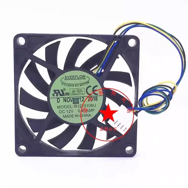 1PC FOR  4-Wires Silent Cooling Fan   R127010BU 12V 0.45A 7CM 7010
