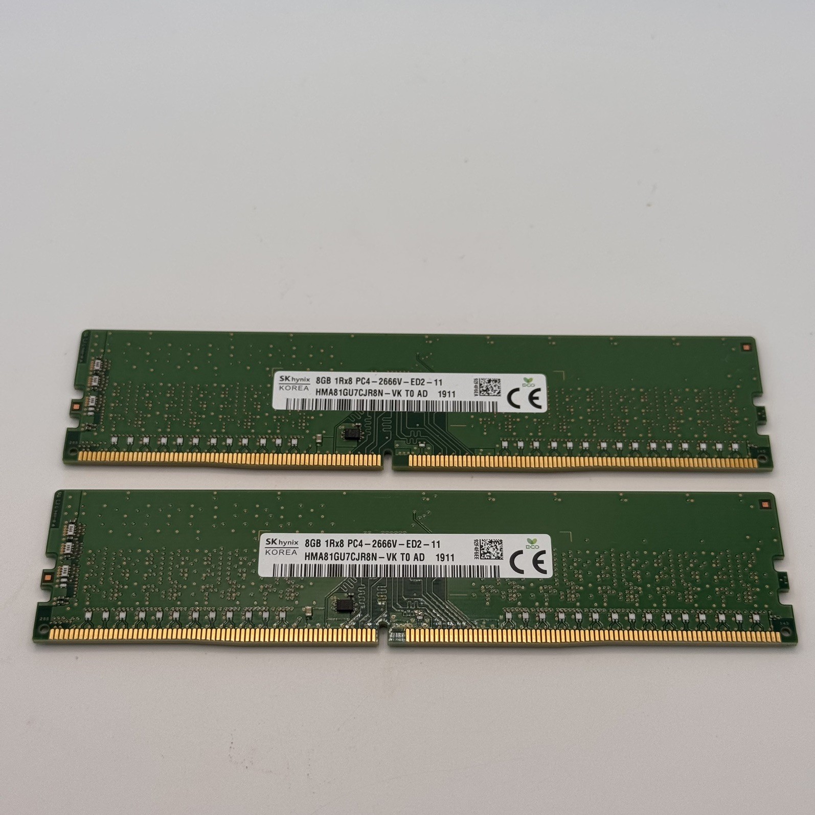 SK Hynix 8GB 1Rx8 PC4-2666V-ED2-11 ECC Unbuffered Memory P/N: HMA81GU7CJR8N-VK