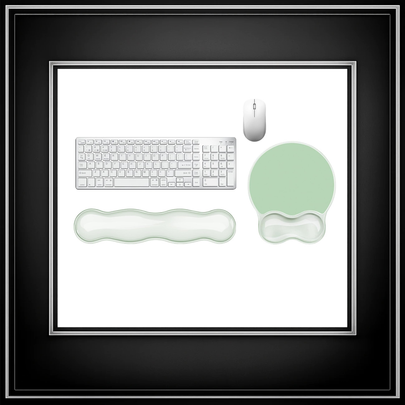 Ergonomic Gel Wrist Rest Set for Keyboard & Mouse Pad - Clear Green Color