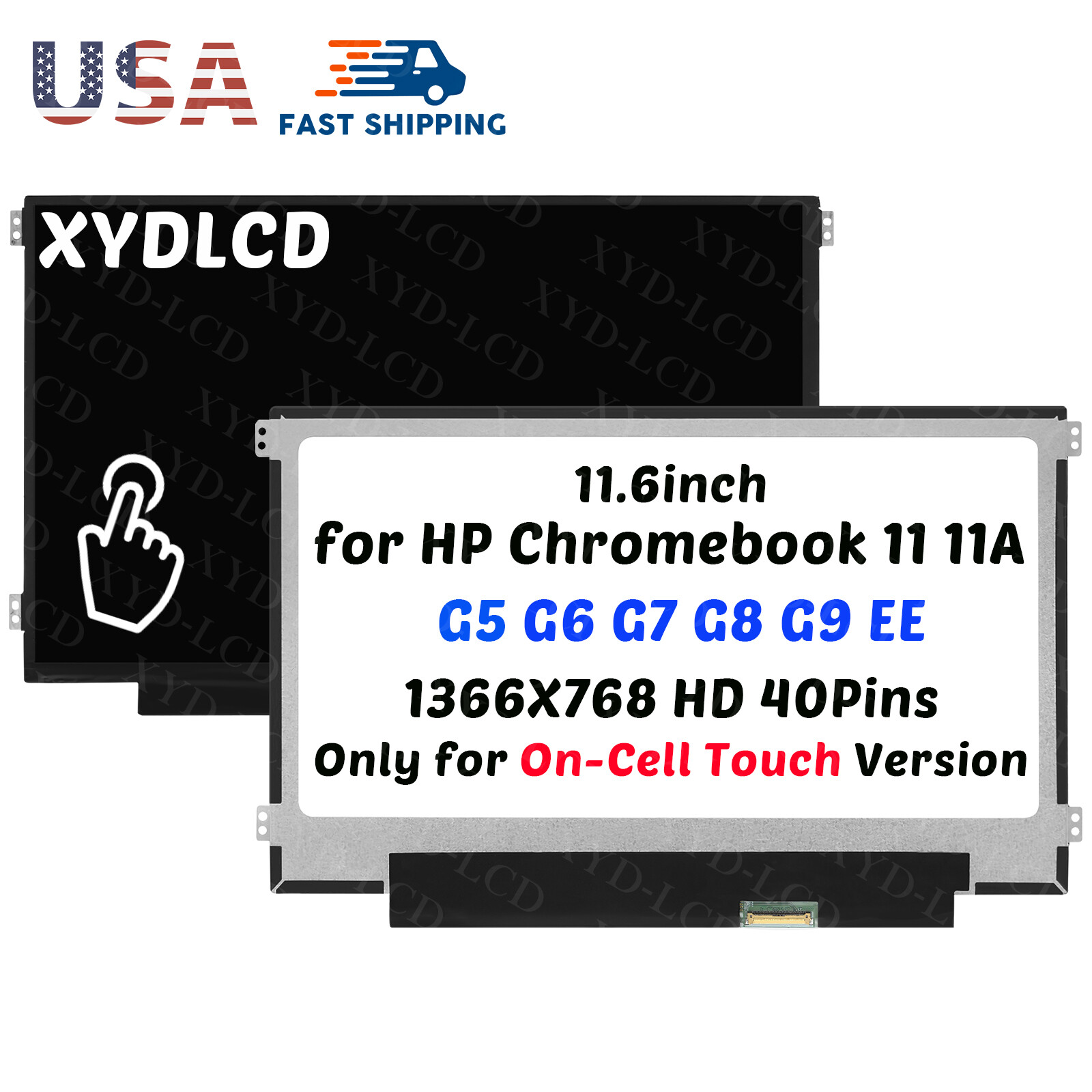 11.6in LCD Touch Screen Display 40Pins HD for HP Chromebook 11 G9 EE M47377-001