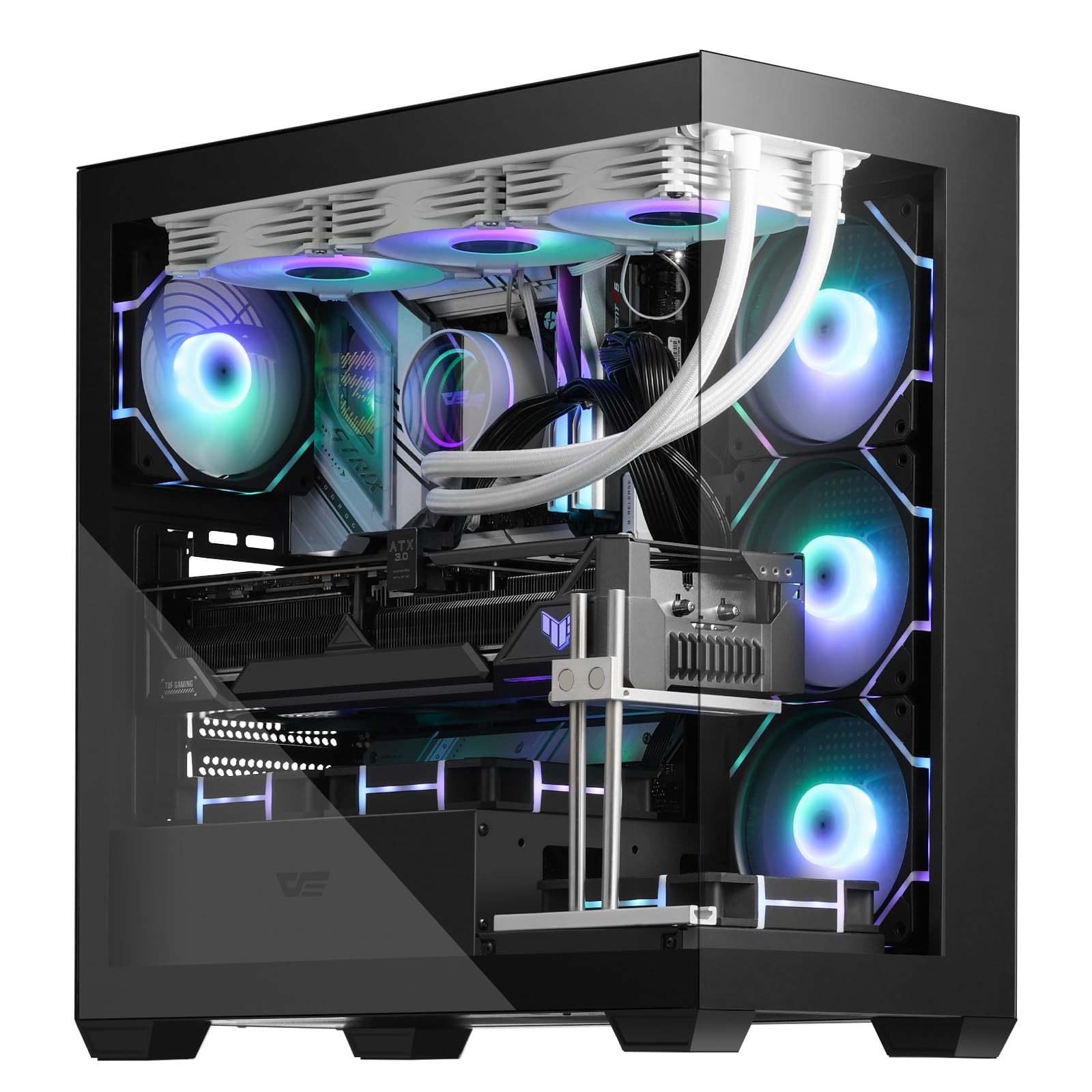 darkFlash ATX Mid-Tower PC Case, Pre-Install 4 PWM ARGB Fans Computer Case, Full