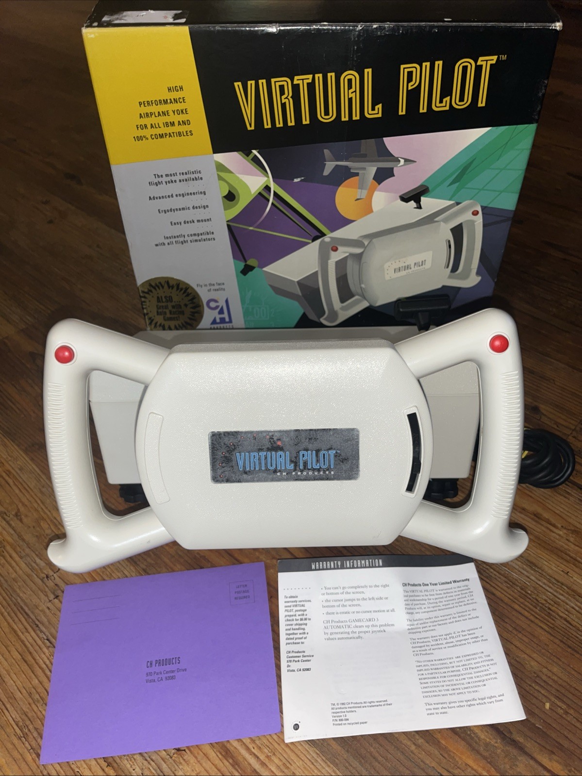 Virtual Pilot Yoke steering wheel Flight Simulator PC Gaming Vintage Air Plane