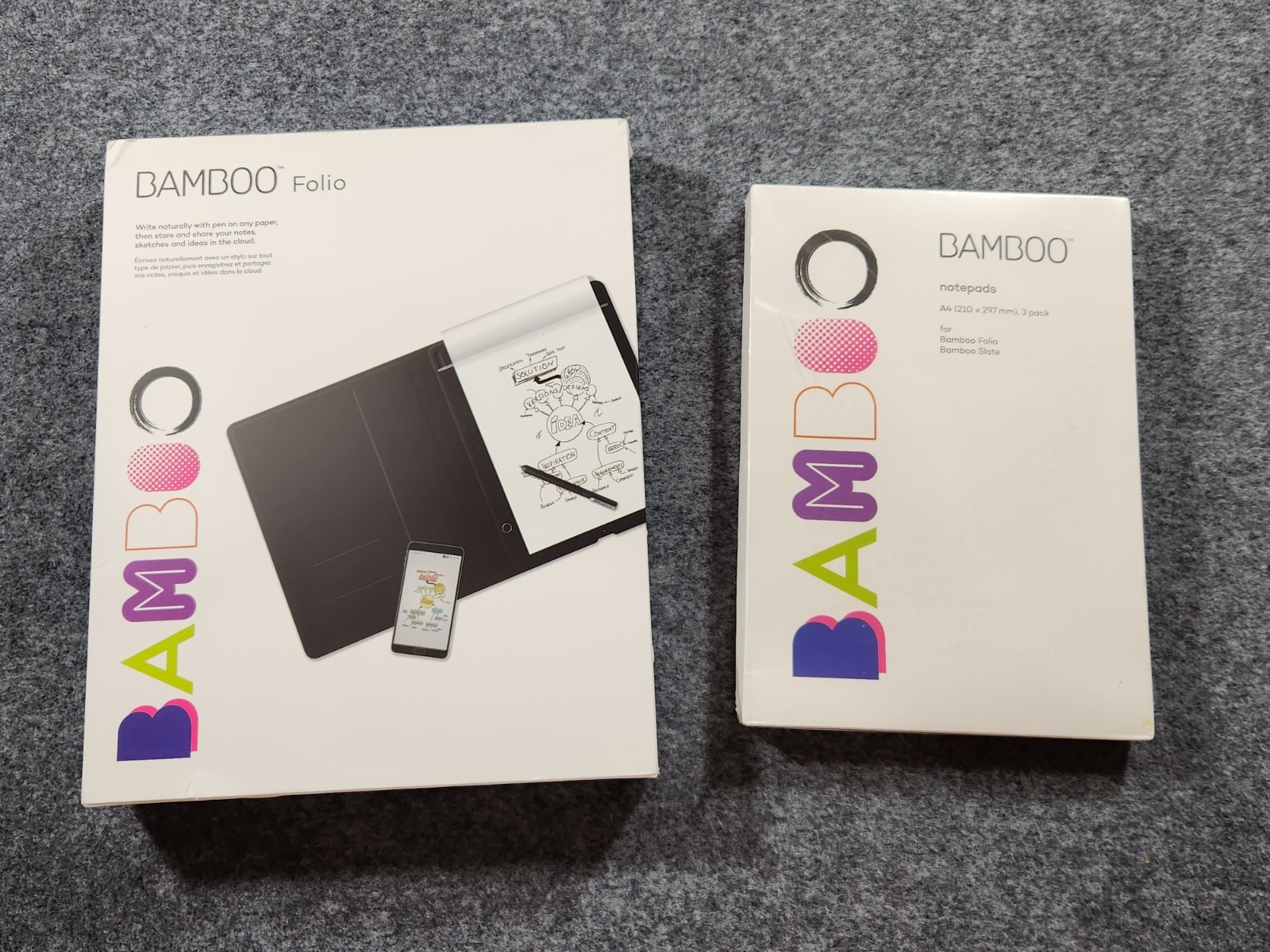 New Wacom BAMBOO Folio Smartpad Slate Large Drawing Tablet Black w/ Notepads