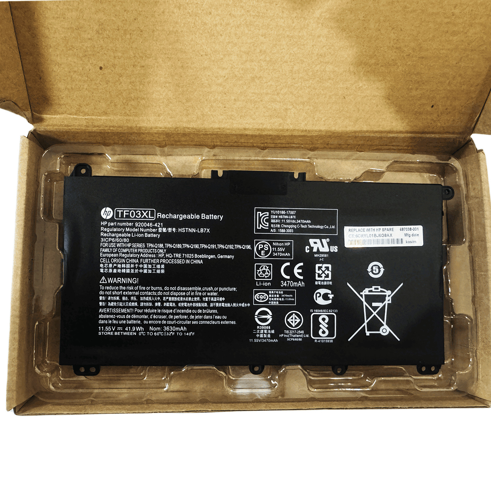 NEW Genuine OEM TF03XL Battery For HP Pavilion 15-CC 17-AR HSTNN-LB7L 920070-855