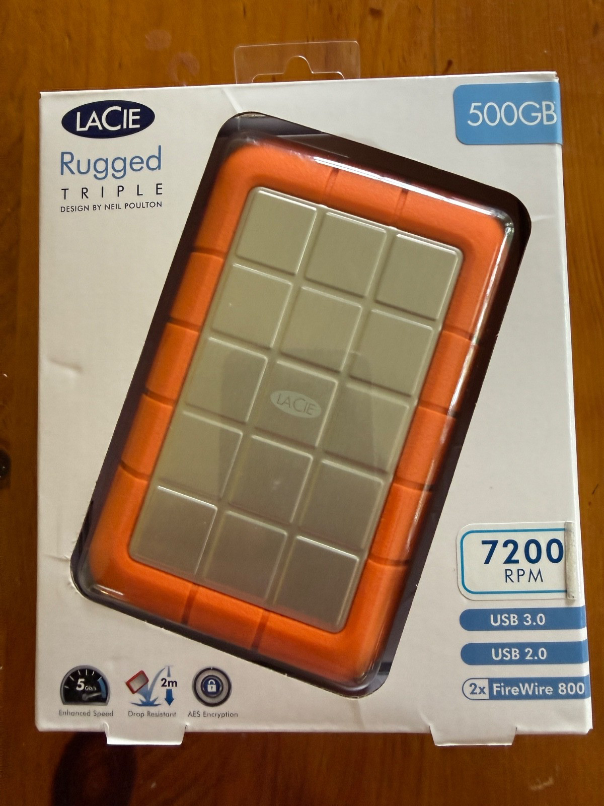 LaCie Rugged Triple 500GB 7200RPM External HDD USB 3.0 FireWire 800 RUF WU3B 9h