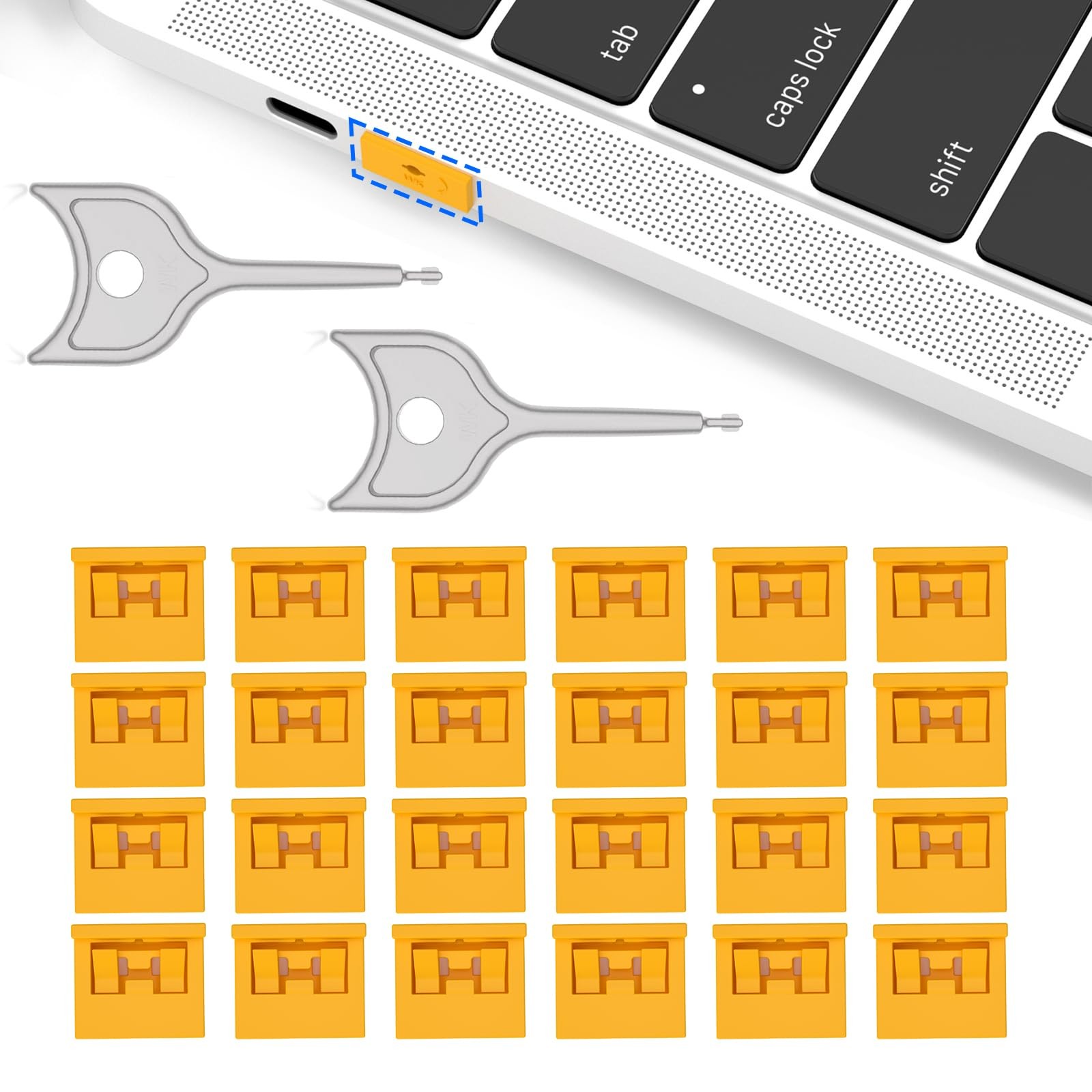 24-Pack USB-A Port Blockers with 2 Keys,Removable Physical Security Locks,Ant...