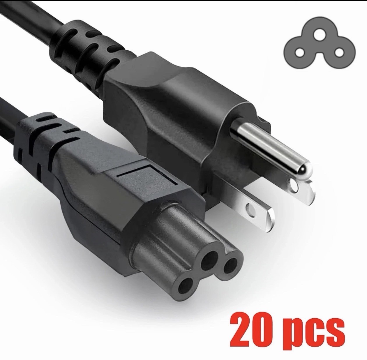 20 PACK 6FT 3 Prong Mickey Mouse Power Cord Cable for Laptop PC Printer Adapter