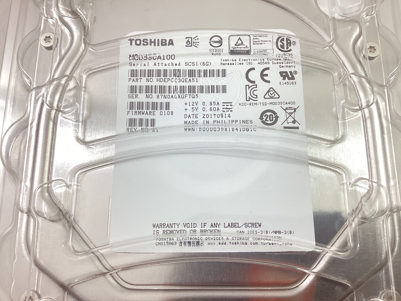 Toshiba SAS MG03SCA100 1TB 3.5" 6Gb/s 7.2K RPM 64MB Cache HDD - NOT SATA