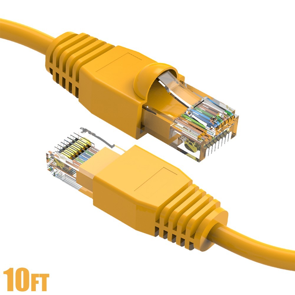 10-100FT Cat6A RJ45 Network Ethernet UTP Patch Cable Cord Copper Wire Yellow LOT