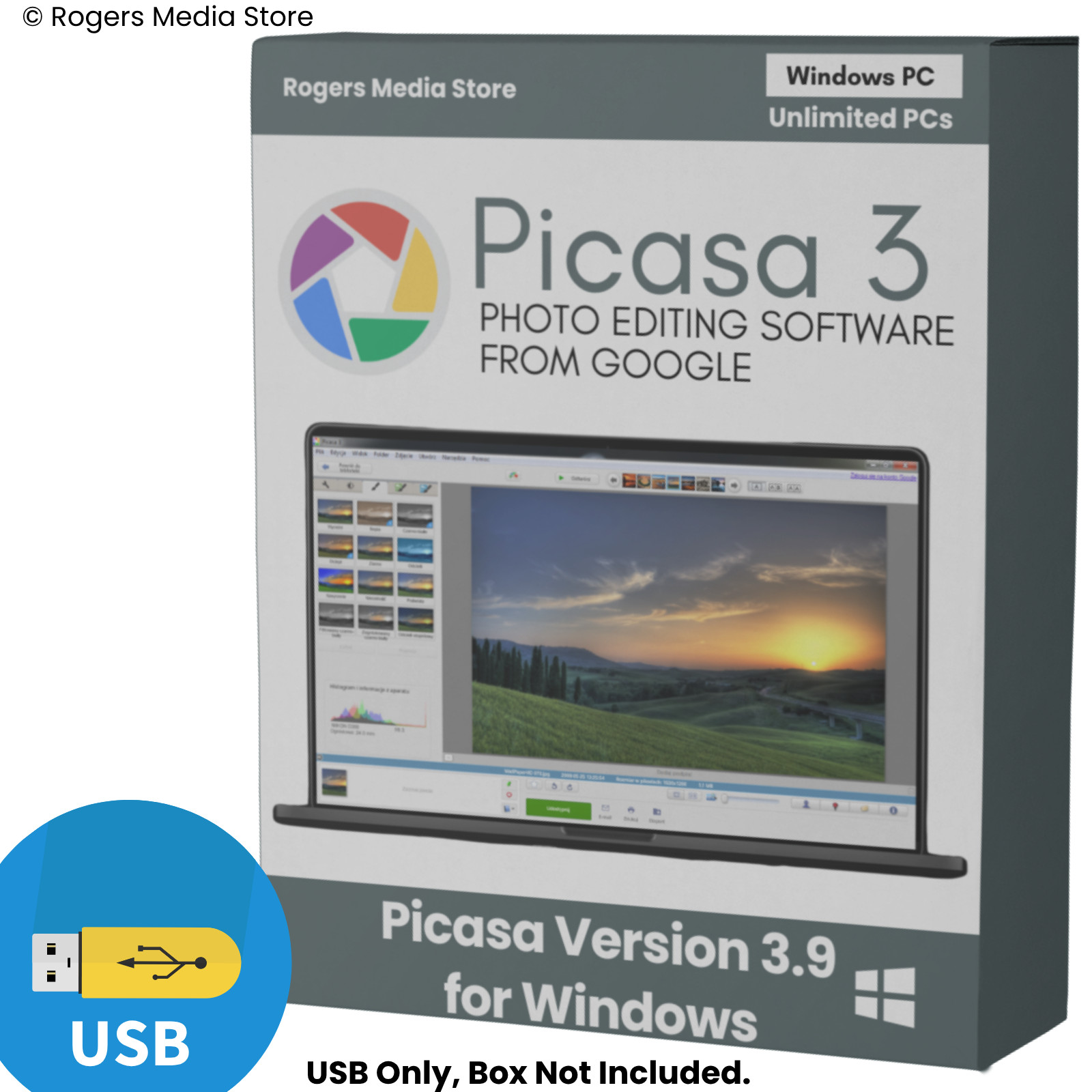 Picasa 3.9 Photo Editing & Management Software for Windows Picture Manager USB