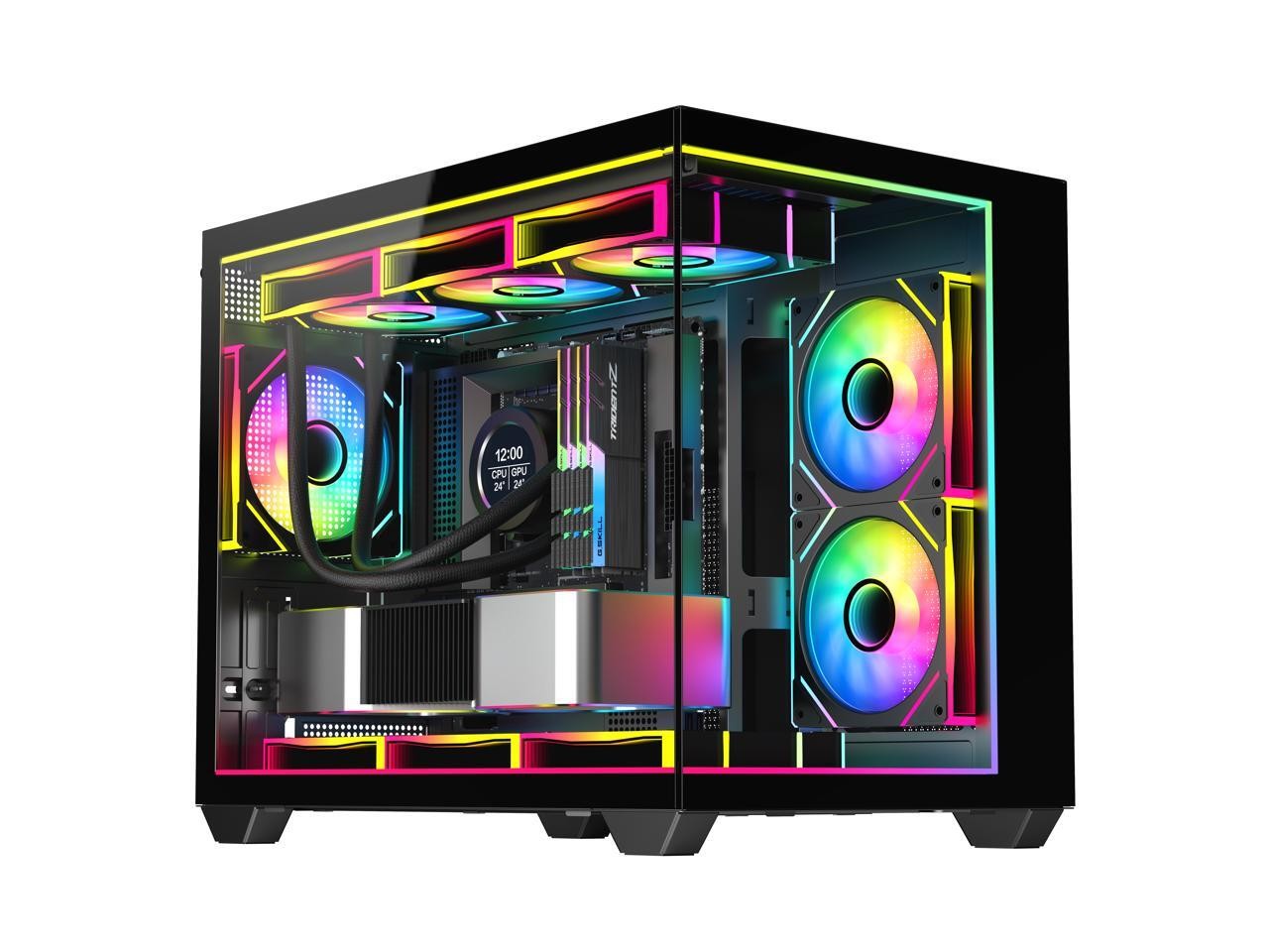DIYPC IDX4-MicroATX-ARGB Black USB3.0/ Type C Tempered Glass Micro ATX Gaming