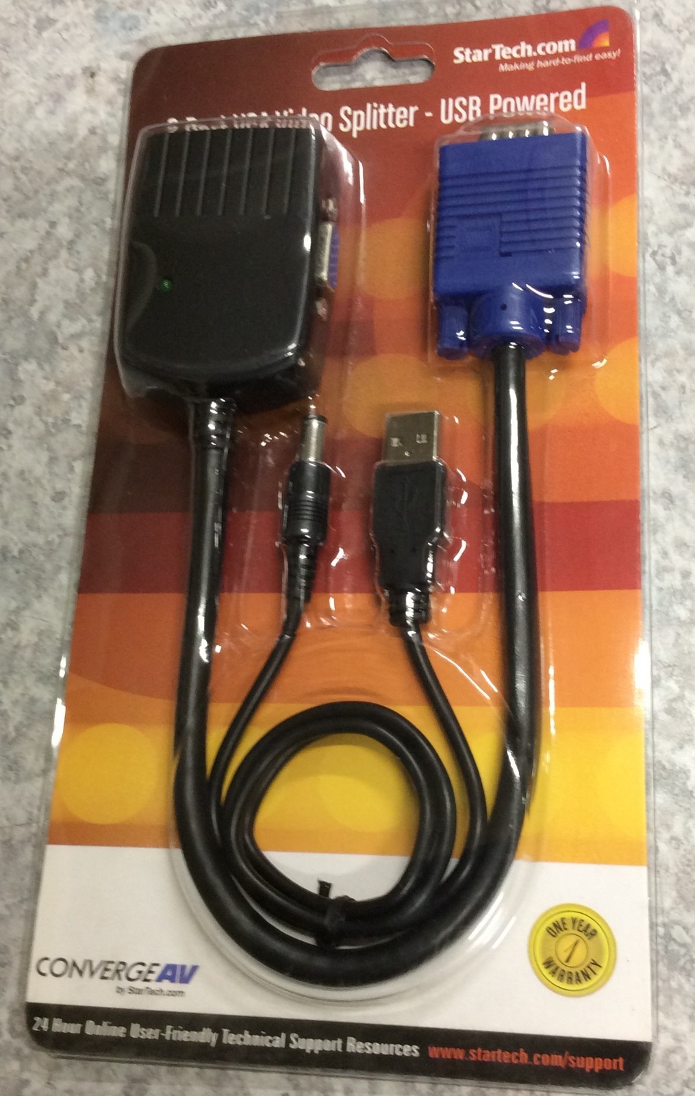 StarTech 2 Port VGA Video Splitter USB Powered ST122LE New