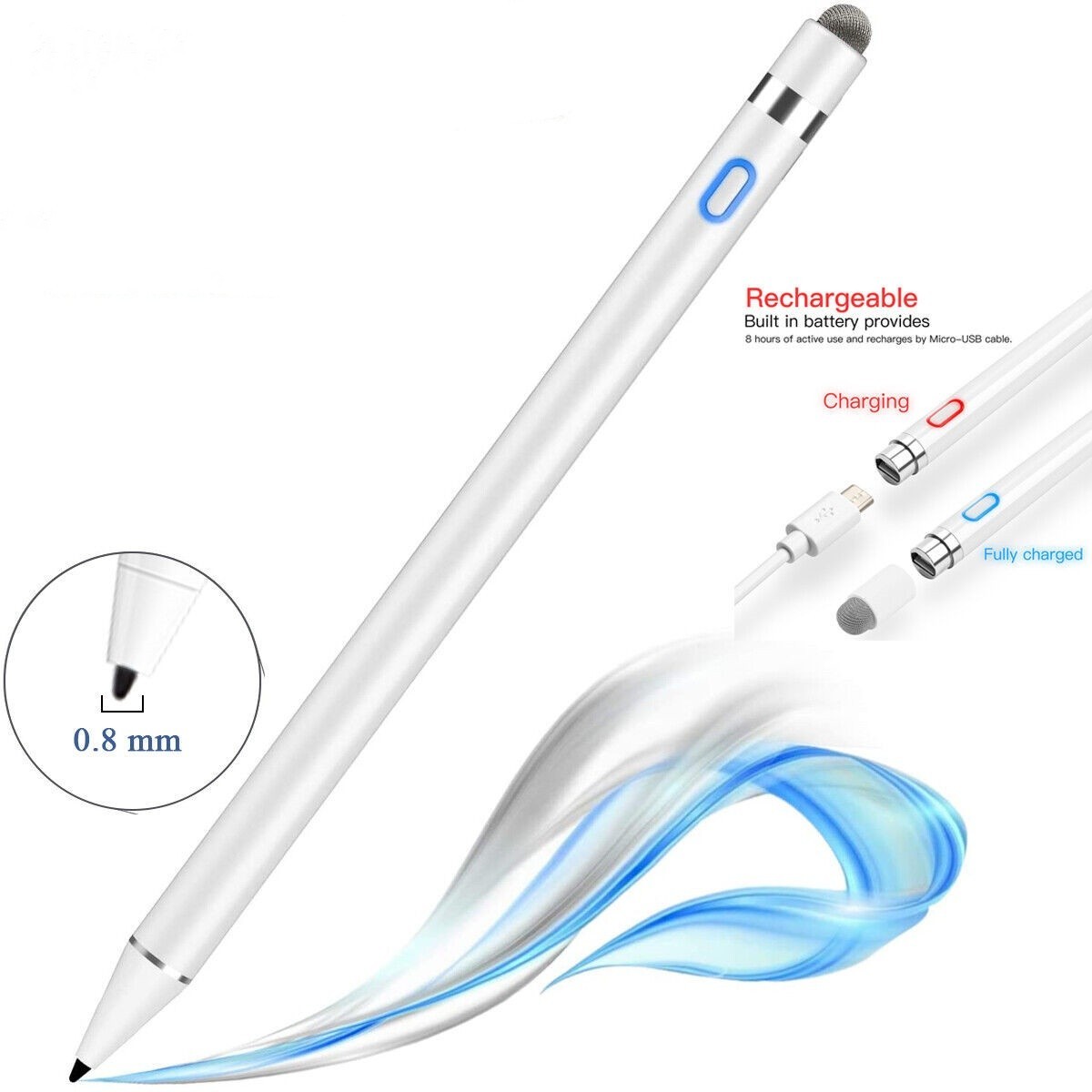 Rechargeable Capacitive Touch Screen Stylus Pencil For iPad Samsung Tablets Pen