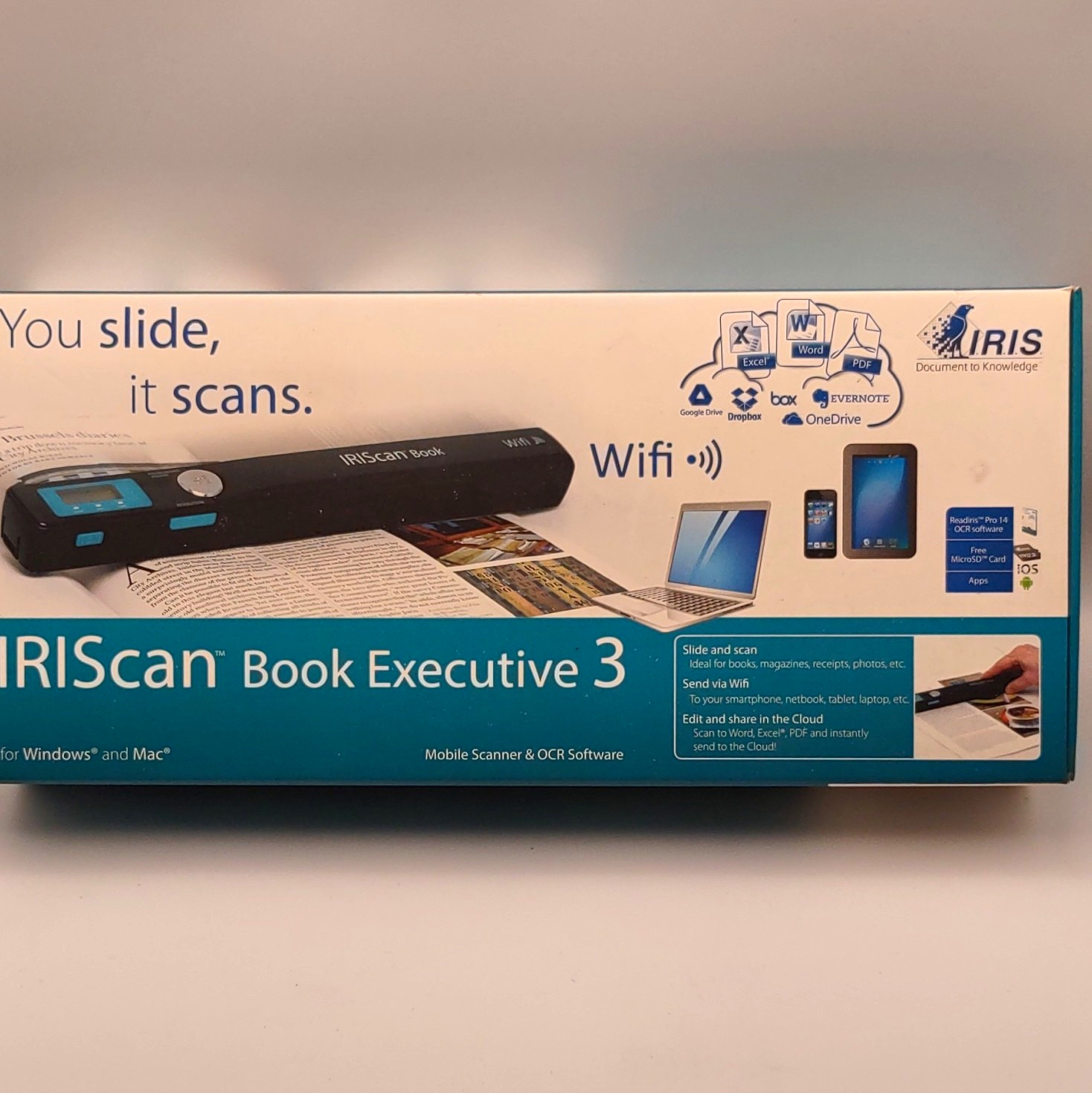 IRIS IRIScan Book Executive 3 Portable WiFi Mobile Scanner w/ USB Cable Pouch