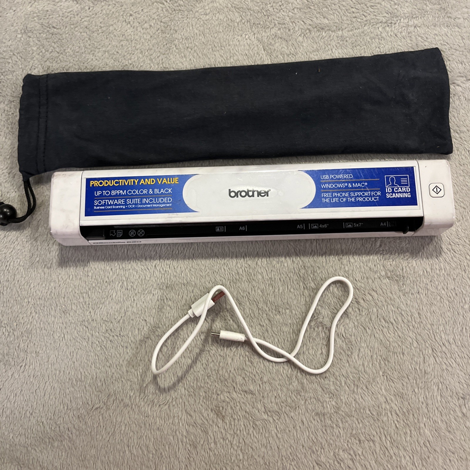 Brother DSmobile DS-620 B&W/Color Scanner Windows Mac USB Powered Scan